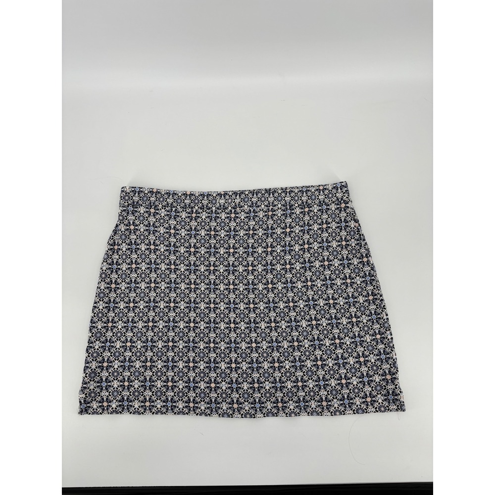 Loft Outlet Lounge Navy Blue Geometric Mosaic Print Cotton Mini Skirt Womens L